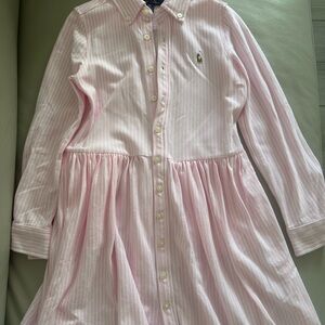 Ralph Lauren Light Pink Striped Button-Front Shirt Dress